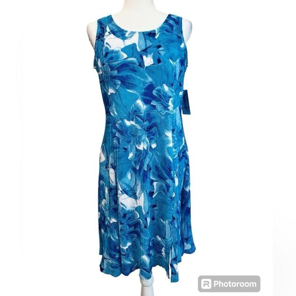 ALLISON DALEY Petite Sleeveless Aqua Midi Dress Size 10 - Picture 1 of 9